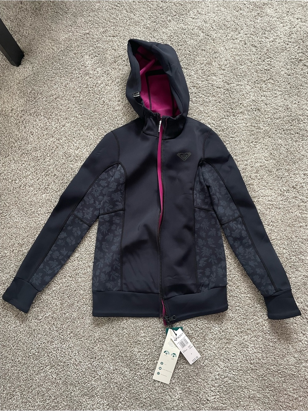 Roxy Swell Neoprene Front Zip Hooded Paddle Wetsuit Jacket women’s size 4 NWT